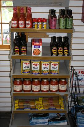 Color Picture Display Shelves of Sauces, Pasta, Rices and other Market Items