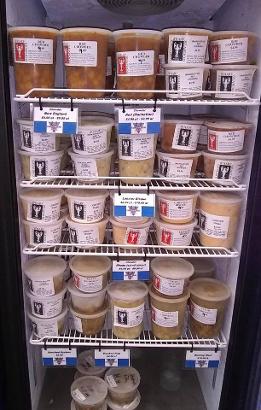 Color Picture of Retail Refrigerator with Frozen Chowder and Clam Juice 